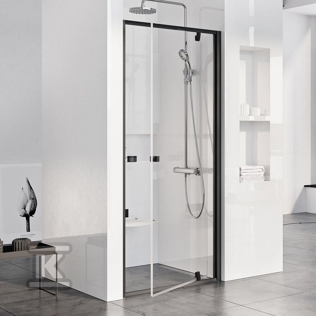 Drzwi prysznicowe, otwierane PDOP1-90 czarne Transparent
