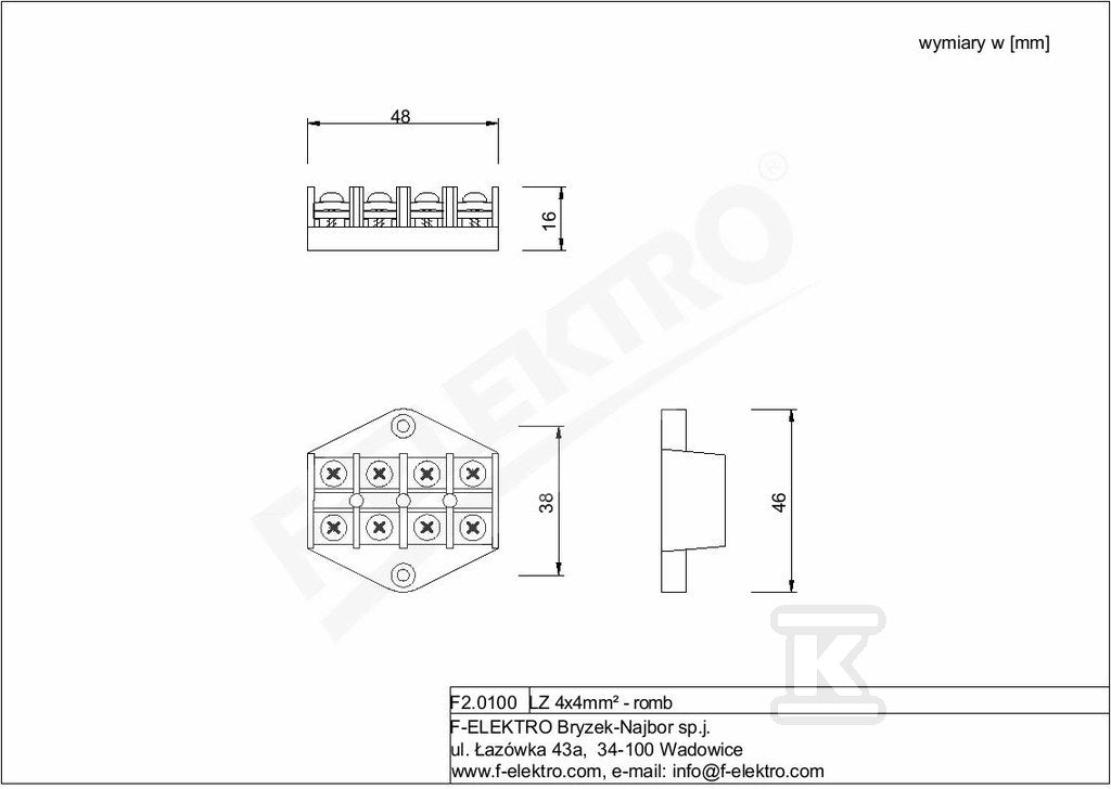 Listwa zaciskowa LZ 4x4 mm2 - romb