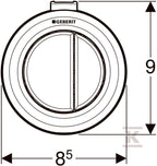 Przycisk spłukujący pneumatyczny WC Typ 01, ręczny, natynkowy, Sigma 8 cm, dwudzielny, biały