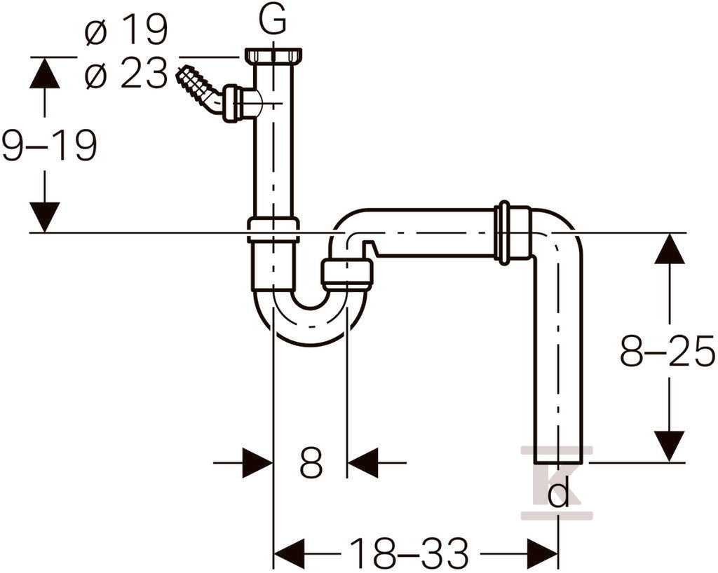 Zestaw odpływowy zlewozmywakowy, biały R 1 1/2"x40 mm