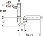 Zestaw odpływowy zlewozmywakowy, biały R 1 1/2"x50 mm