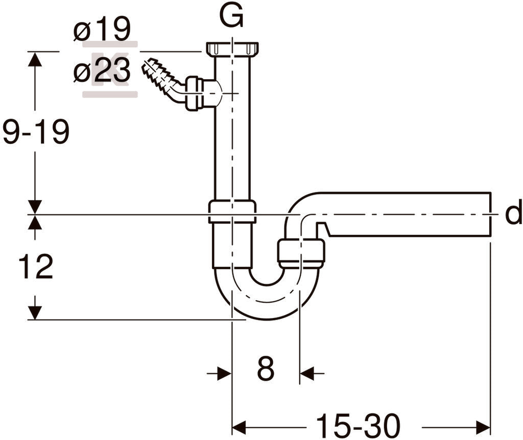Zestaw odpływowy zlewozmywakowy, biały R 1 1/2"x50 mm