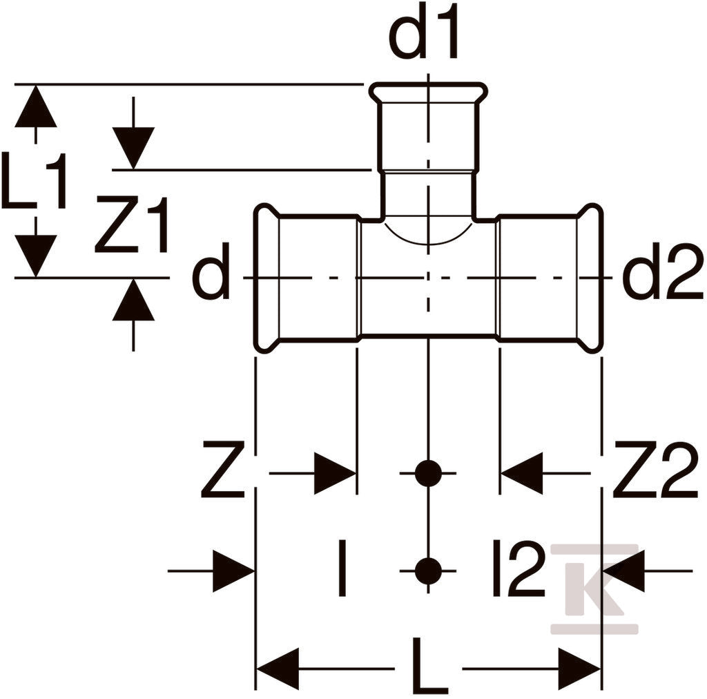 Trójnik Geberit Mapress C-Stahl redukcyjny d42-18