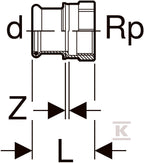 Złączka Geberit Mapress C-Stahl przejściowa z gw.wewn. d42-Rp1½