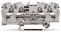Złączka 4-przewodowa przelotowa 4 mm do zastosowań Ex e II opis z boku i na środku na szynę TS 35 x 15 i 35 x 7,5 Push-in CAGE CLAMP 4,00 mm szara