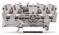 Złączka 4-przewodowa przelotowa 1,5 mm do zastosowań Ex e II opis z boku i na środku na szynę TS 35 x 15 i 35 x 7,5 Push-in CAGE CLAMP 1,50 mm szara