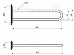 Poręcz WC ścienna Lehnen Funktion łukowa stała 850 mm, falista