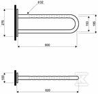 Poręcz WC ścienna Lehnen Funktion łukowa stała 600 mm, falista