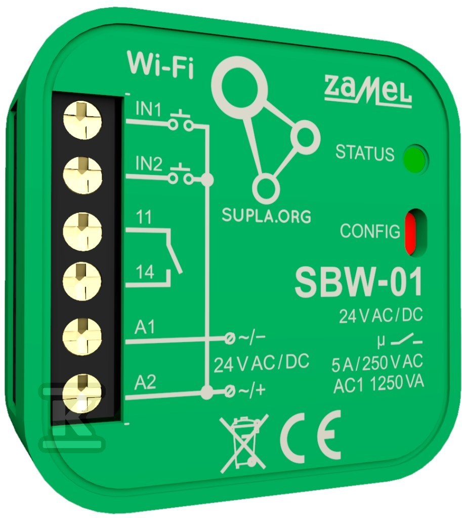 Sterownik bramowy WI-FI 1-kanałowy dwukierunkowy typ: SBW-01, SUPLA