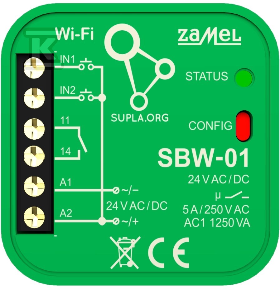 Sterownik bramowy WI-FI 1-kanałowy dwukierunkowy typ: SBW-01, SUPLA