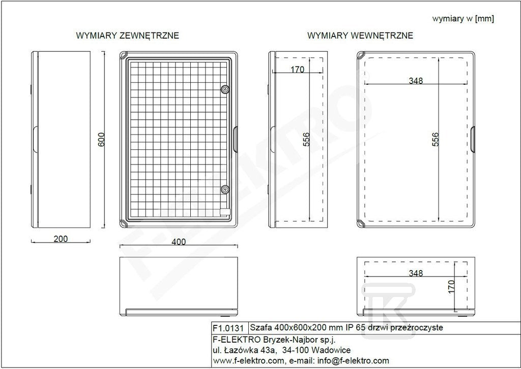 Obudowa 400x600x200 mm IP65 drzwi przeźroczyste