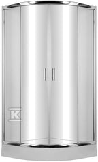Kabina prysznicowa Onnline 90x90 cm półokrągła R55 szkło transparentne hartowane 5 mm drzwi rozsuwane szerokość wejścia 540 mm profil 0 8 mm z chromowanego aluminium wysokość 185cm