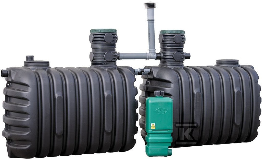 Oczyszczalnia biologiczna ACTIBIO6 (1-6 RLM), technologia SBR z osadem czynnym, przepustowość 1.35m3/dobę, 2 zbiorniki 2700L+2700L, zewnętrzna skrzynka sterująca