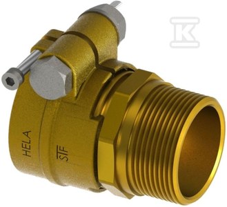 Złączka mosiężna przejściowa HELA-H 32x4.4mm-GZ 1" PN10, do rur preizolowanych Pex/PE, oznaczenie: H 32 25-10S