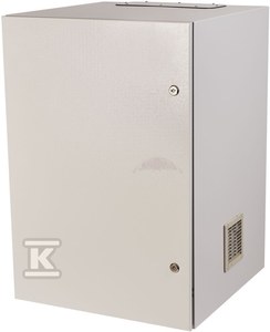 Szafa wisząca 19" 12Ux600x400mm IP 54, ściany boczne pełne, drzwi pełne, wewnętrzna, RAL 7035