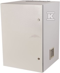 Szafa wisząca 19" 12Ux600x600mm IP 54, ściany boczne pełne, drzwi pełne, wewnętrzna, RAL 7035