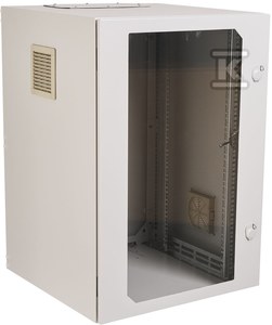 Szafa wisząca 19" 12Ux600x600mm IP 54, ściany boczne pełne, drzwi pełne, zewnętrzna, RAL 7035