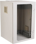 Szafa wisząca 19" 12Ux600x600mm IP 54, ściany boczne pełne, drzwi z szybą, zewnętrzna, RAL 7035