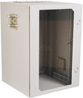 Szafa wisząca 19" 18Ux600x600mm IP 54, ściany boczne pełne, drzwi z szybą, zewnętrzna, RAL 7035