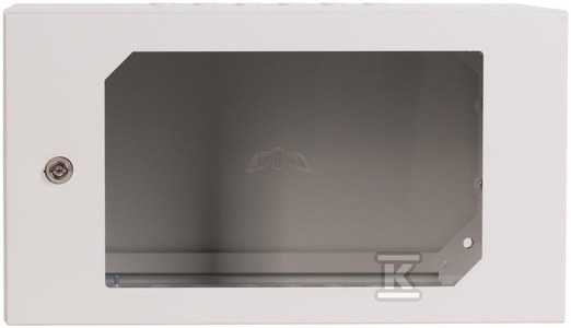 Szafa wisząca 19" 6Ux600x400 mm IP 54, ściany boczne pełne, drzwi z szybą, wewnętrzna, RAL 7035