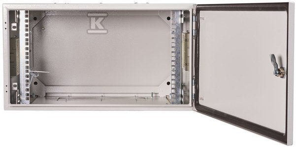 Szafa wisząca 19" 6Ux600x600 mm IP 54, ściany boczne pełne, drzwi pełne, wewnetrzna, RAL 7035