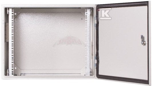 Szafa wisząca 19" 9Ux600x600mm IP 54, ściany boczne pełne, drzwi pełne, wewnętrzna, RAL 7035