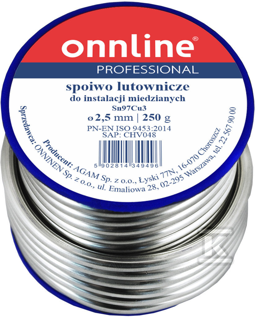 Spoiwo lutownicze/lut miękki Sn97Cu3 2,5mm 250g