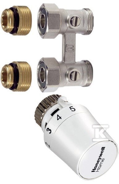 Zestaw do grzejników dolnozasilanych: głowica T5019 + zawór podwójny, prosty, 2-rurowy z odcięciem, 1/2" V2496DY015