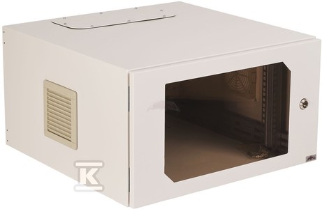 Szafa wisząca 19" 6Ux600x600 mm IP 54, ściany boczne pełne, drzwi z szybą,wewnętrzna, RAL 7035