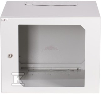Szafa wisząca 19" 9Ux600x400 IP 54, ściany boczne pełne, drzwi z szybą, zewnętrzna, RAL 7035