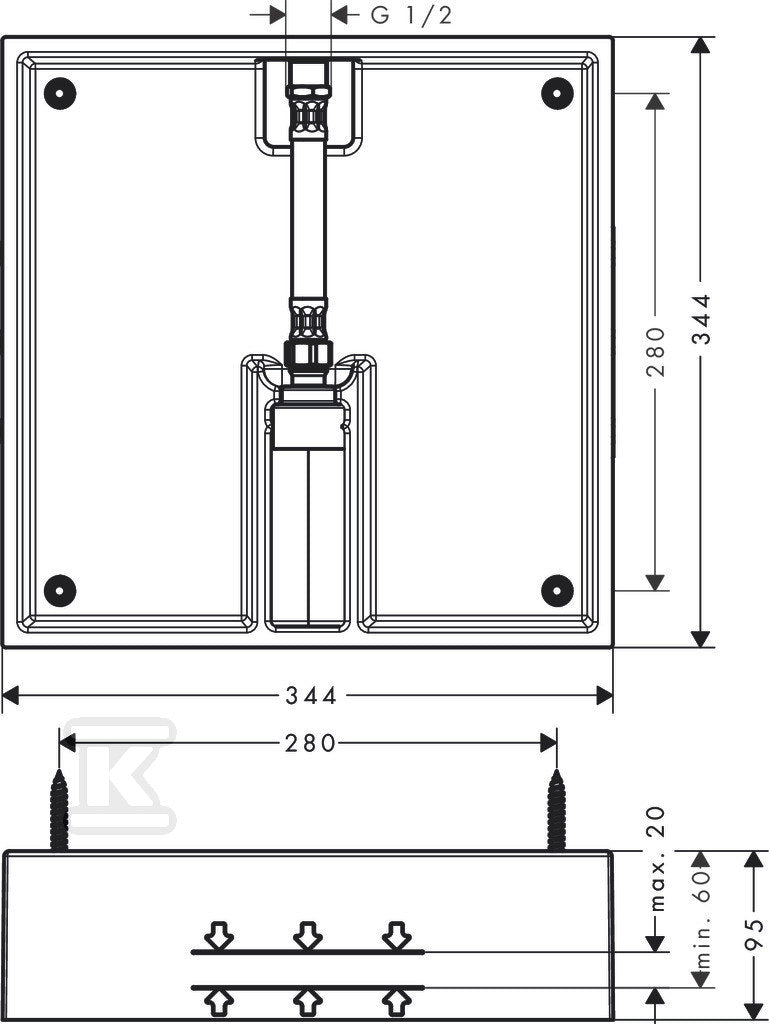 Zestaw podstawowy Hansgrohe do głowicy 40X40 Raindance E 26254180