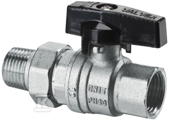 Zawór kulowy niklowany z dławikiem z półsrubunkiem z motylkiem aluminiowym (MAl) TRYTON 1/2"
