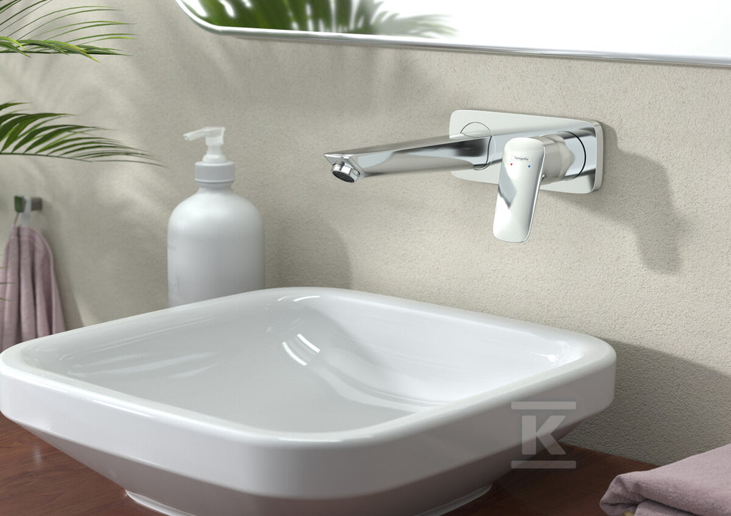 Bateria umywalkowa Hansgrohe Logis jednouchwytowa montaż ścienny podtynkowy, wylewka 19,5 cm, element zewnętrzny 71220000