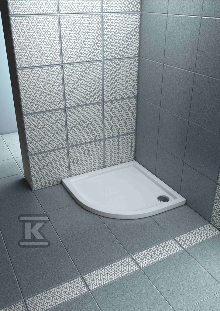 Brodzik Onnline 90x90 cm półokrągły typ płytki, głębokość 3 cm, wysokość całości 5, otwór na syfon Ø 90