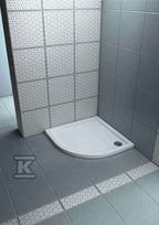 Brodzik Onnline 90x90 cm półokrągły typ płytki, głębokość 3 cm, wysokość całości 5, otwór na syfon Ø 90