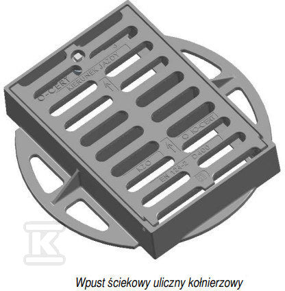 Wpust żeliwny ściekowy D400 H115 pełny kołnierz z rusztem uchylnym, niemalowany (surowy), KL.D400 (40T)