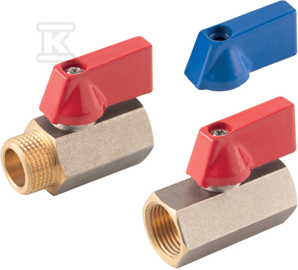Kurek kulowy mini, nakrętno-nakrętny, 3/8", F-Comfort