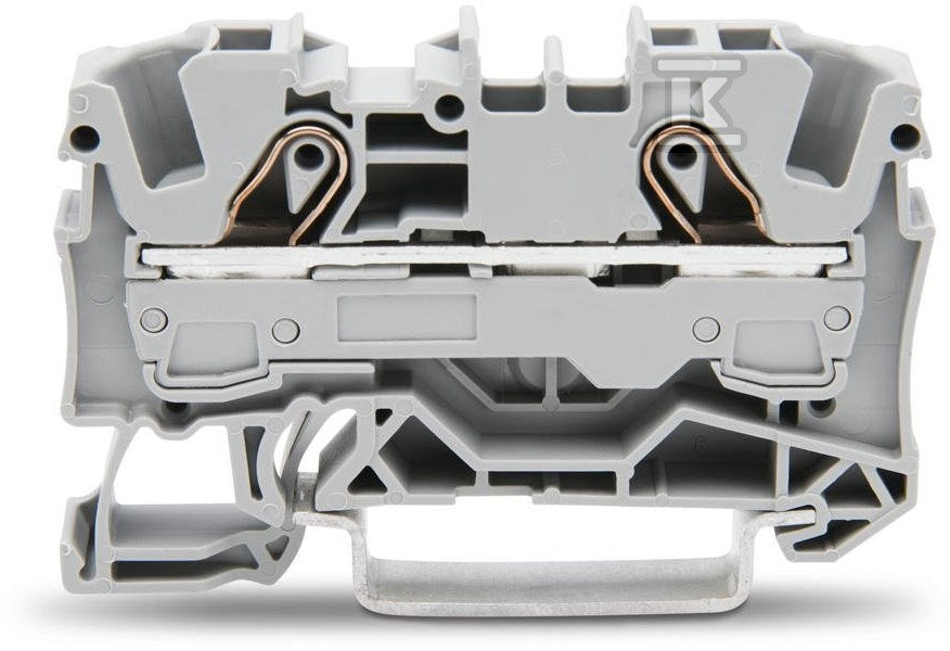 Złączka 2-przewodowa przelotowa 6 mm do zastosowań Ex e II opis z boku i na środku na szynę TS 35 x 15 i 35 x 7,5 Push-in CAGE CLAMP 6,00 mm szara