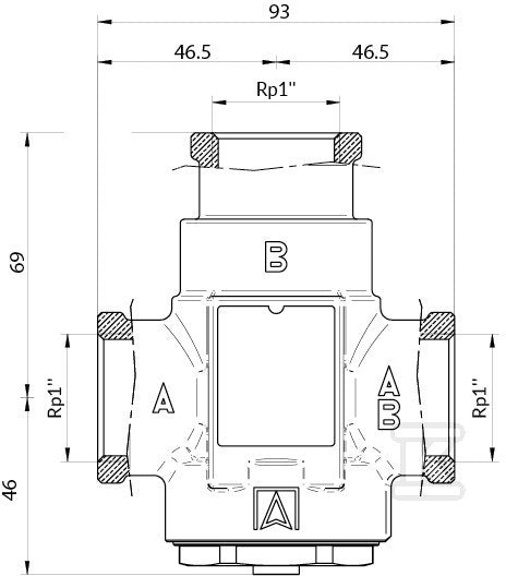 Zawór temperaturowy ATV 336, DN25, Rp1 ", kvs 9, 60°C