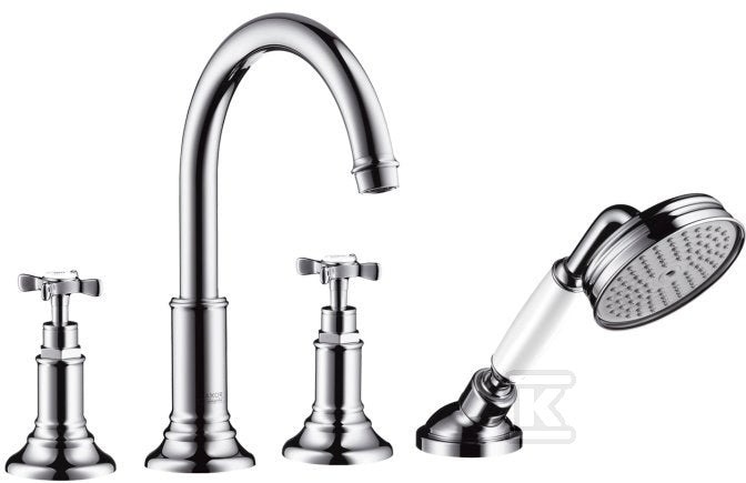 Element zewnętrzny Hansgrohe Axor Montreux do baterii 4-otworowej do montażu na brzegu wanny - nikiel szczotkowany 16546820
