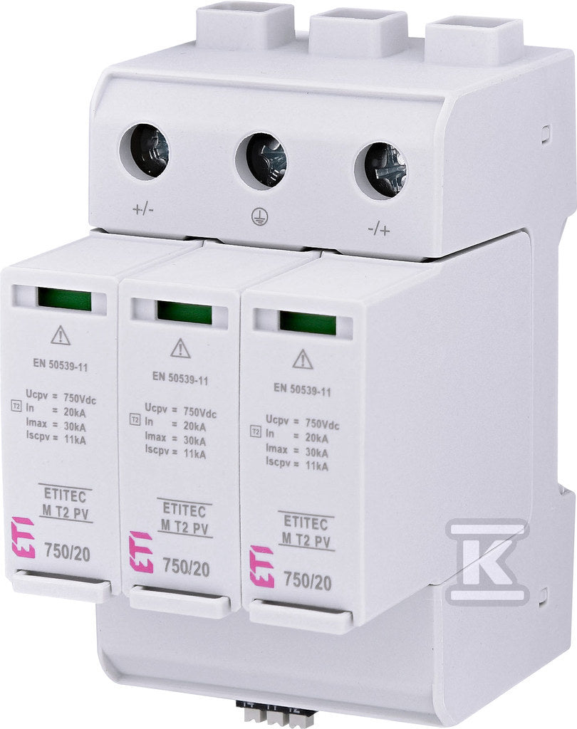 Ogranicznik przepięć T2 (C) - do systemów PV ETITEC M T2 PV 1500/20 Y RC