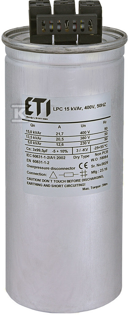 LPC 15 kVAr, 400V, 50HZ Kondensator