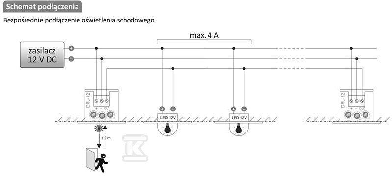 Laserowy czujnik odległości DRL-12-1 biały, pełniący funkcję czujnika ruchu