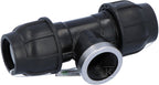 Trójnik zaciskowy PP 90st. 40x5/4"x40 GW gwint wewnętrzny PN16, do rur PE, kolor czarny