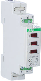 Lampka kontrolna zasilania LK-713 R, 3xLED czerwona, 3x230V+N, 1 moduł