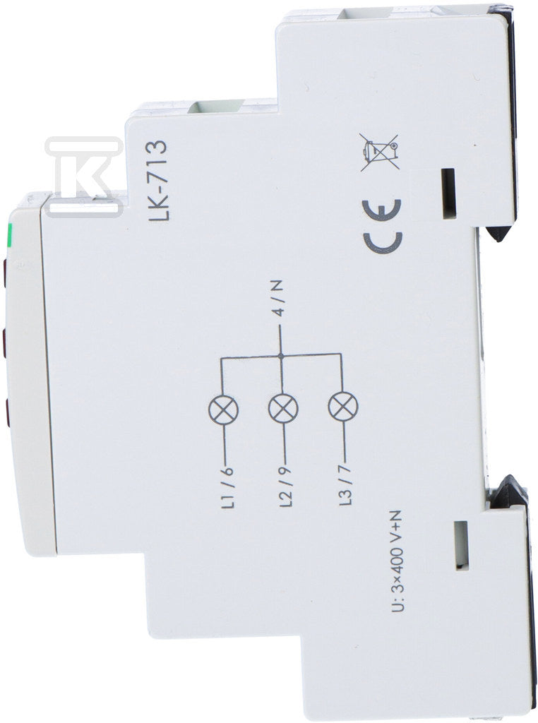 Lampka kontrolna zasilania LK-713 R, 3xLED czerwona, 3x230V+N, 1 moduł