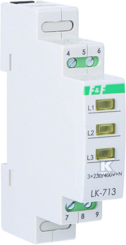 Lampka kontrolna zasilania LK-713 Y, 3xLED żółta, 3x230V+N, 1 moduł