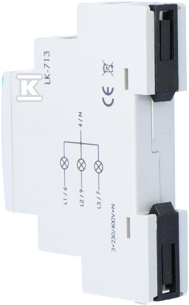 Lampka kontrolna zasilania LK-713 Y, 3xLED żółta, 3x230V+N, 1 moduł