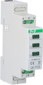 Lampka kontrolna zasilania LK-713 G, 3xLED zielona, 3x230V+N, 1 moduł