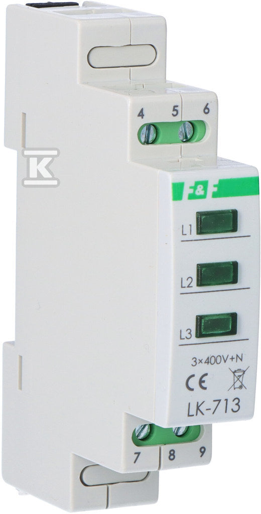 Lampka kontrolna zasilania LK-713 G, 3xLED zielona, 3x230V+N, 1 moduł